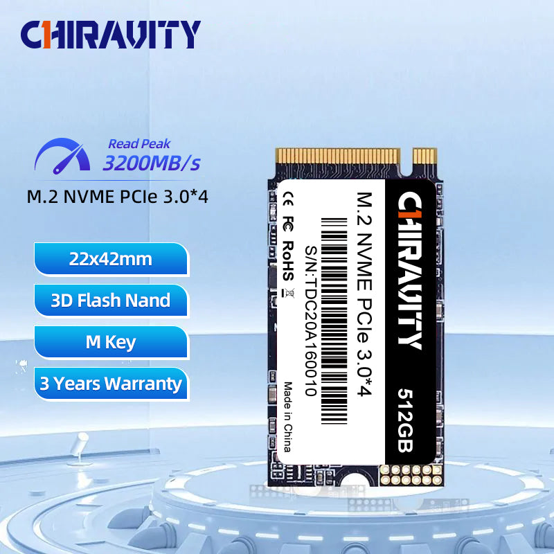 Chiravity M.2 NVMe PCIe 3.0*4 SSD 256GB M.2 2242 SSD 3D TLC NAND Solid State Drive for Desktop/Laptop/Notebook
