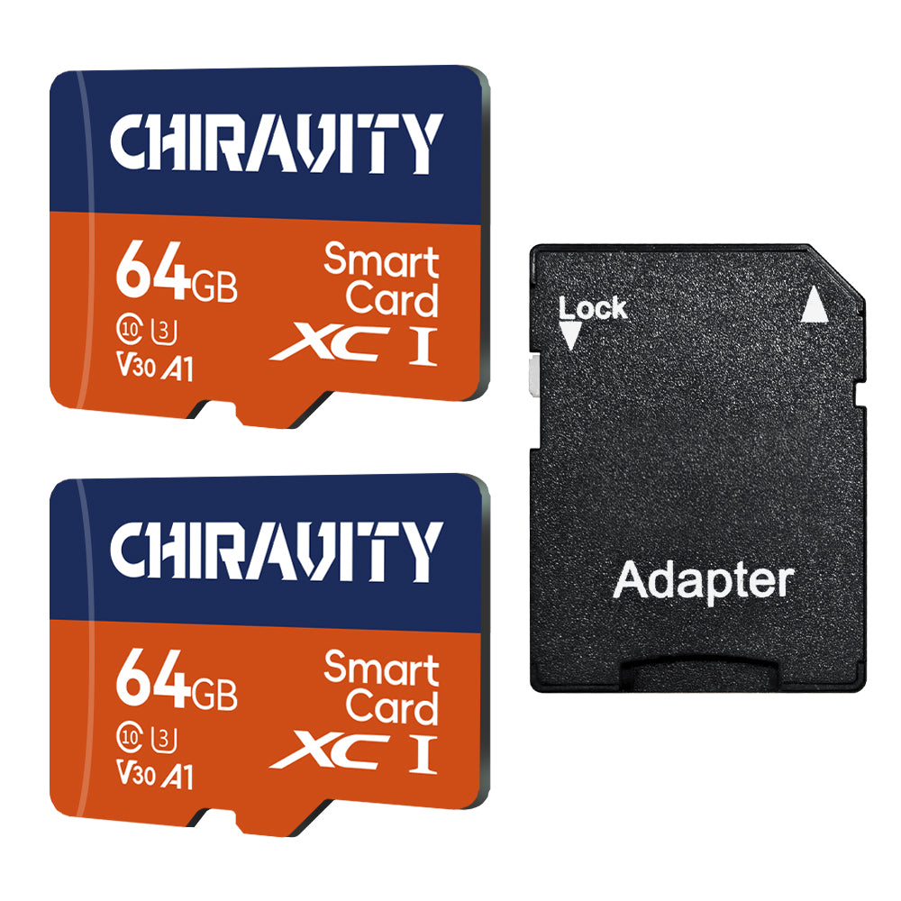 CHIRAVITY Micro SD Card 64GB, UHS-I U3 V30 A1, 100MB/s High Speed Memory Card, Class 10 TF Card for 4K UHD Video, Camera, Drone, Smartphone, Dash Cam