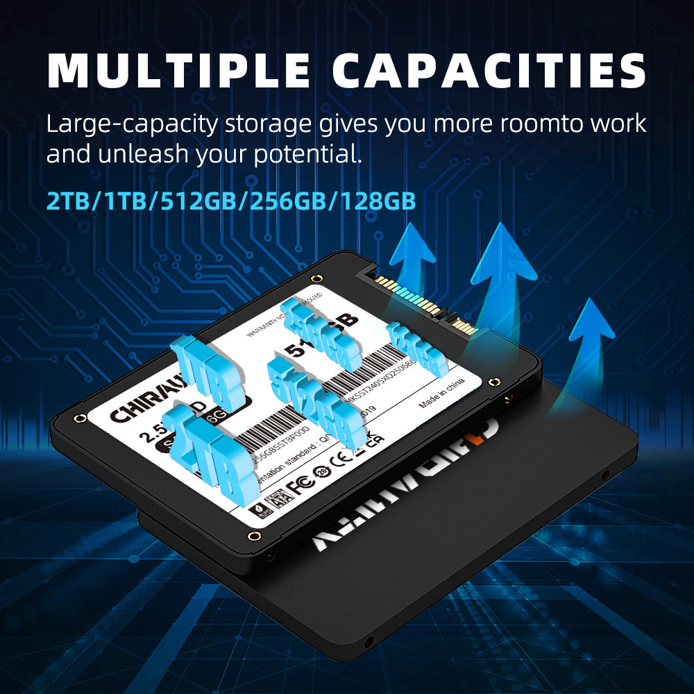 CHIRAVITY SSD SATA III 2.5" 6GB/s 128GB 256GB Internal Solid State Drive 3D NAND Flash (Speed up to R:550/W:450 MB/s) Compatible with Laptop & PC Desktop SSD